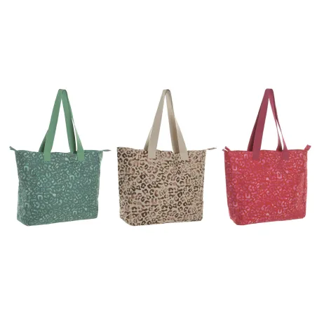 Sieviešu Rokassoma Home ESPRIT Brūns Zaļš Rozā 55 x 14 x 35 cm (3 gb.)